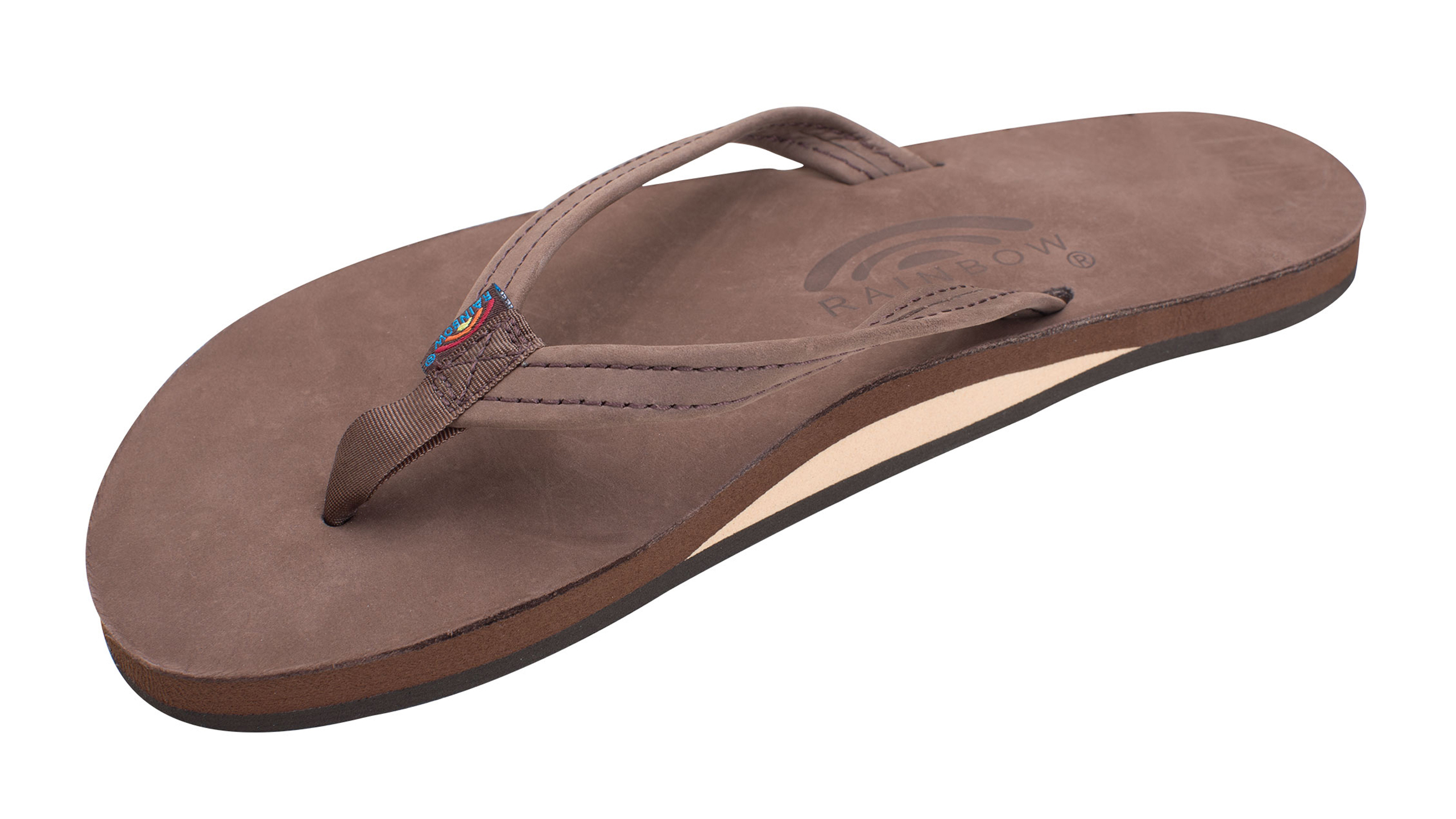 single layer premier leather with arch support and a narrow strap